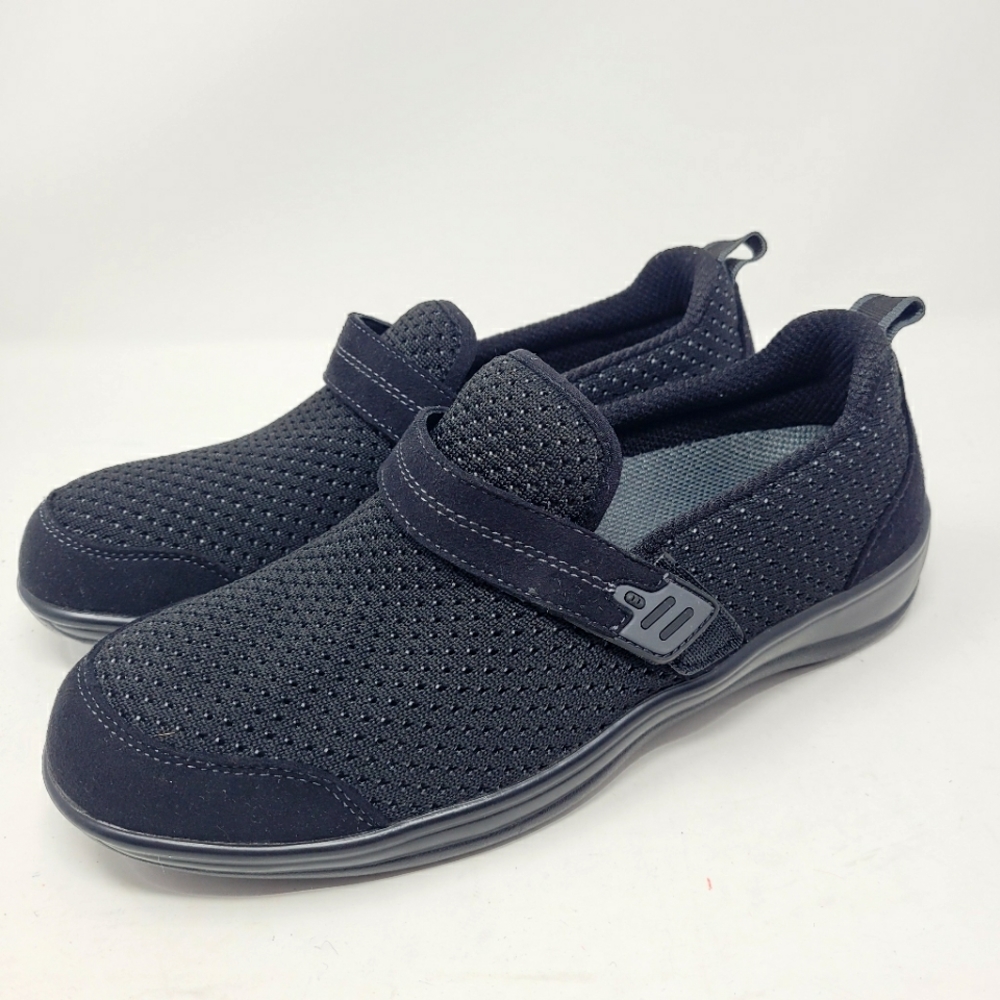Womens Orthofeet Black Grey Mesh Slip On Comfort Lofaer Shoes Size 9B